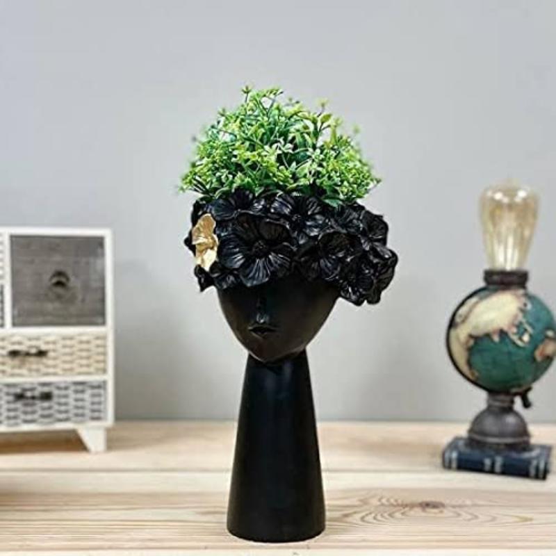 Fairy Garden Girl Head Dried Flower Arrangement Vase