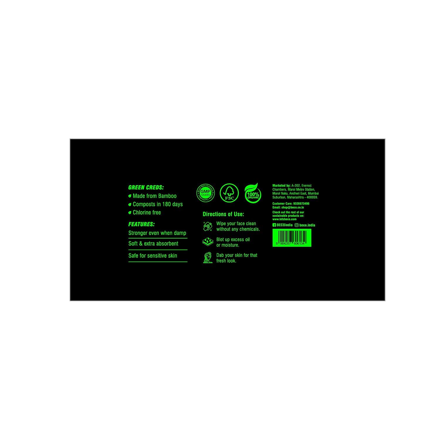 Beco Bamboo Soft Facial Tissue Papers- 100 Pulls (Pack of 6), 600 Pulls - 2 ply,100% Natural and Ecofriendly, Soft tissue box/pack