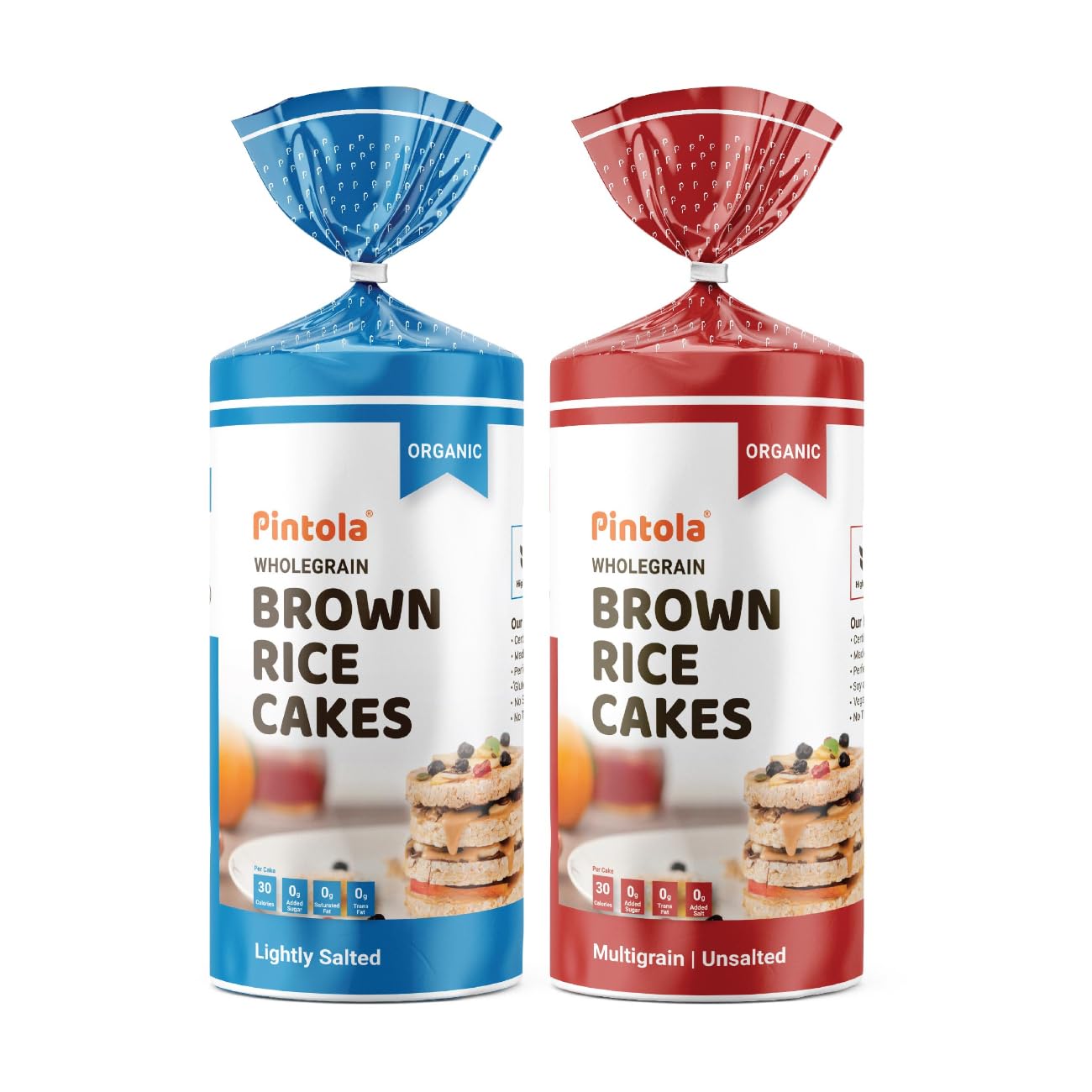Pintola Organic Wholegrain Brown Rice Cakes Combo Pack (All Natural) (Unsalted and Lightly Salted) (130 g * 2)