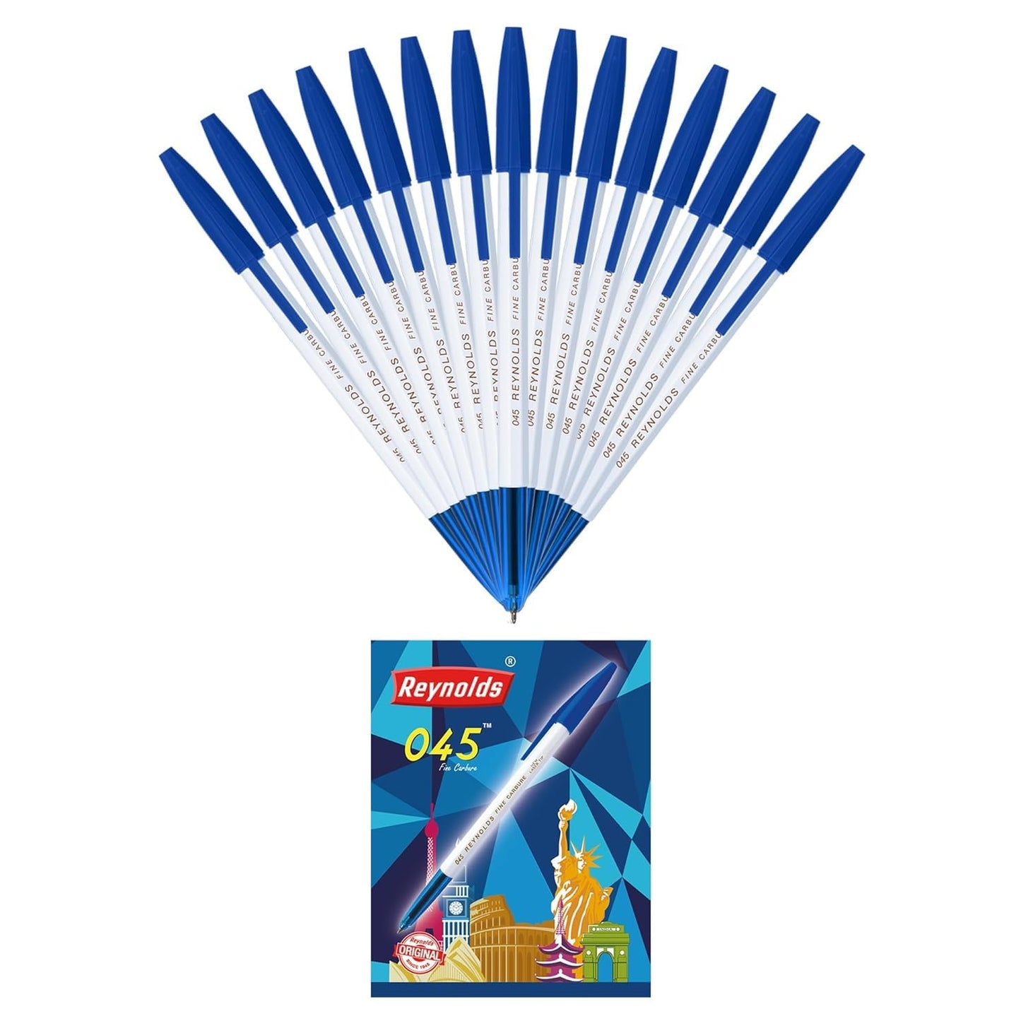 Reynolds 045 Ball Pen SET - 5 PENS (4 Blue 1 Black) | PENS WITH COMFORTABLE GRIP | BALL PENS FOR WRITING | PEN FOR STUDENTS & OFFICE STATIONERY | 0.7 mm TIP SIZE