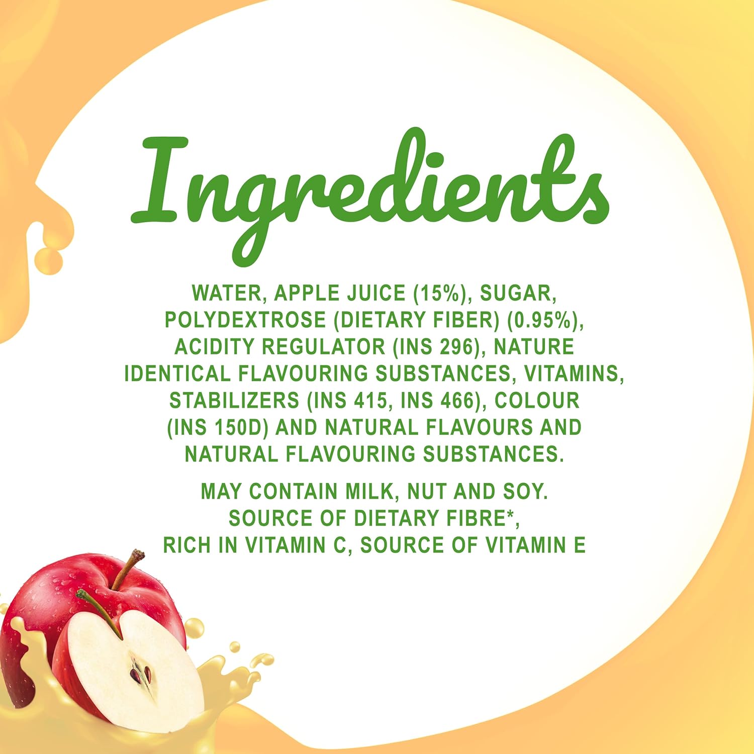 B Natural Apple Juice, Goodness of fiber, Vitamin C & E, Made with 100% Fruit Pulp and 0% Concentrate,1 litre