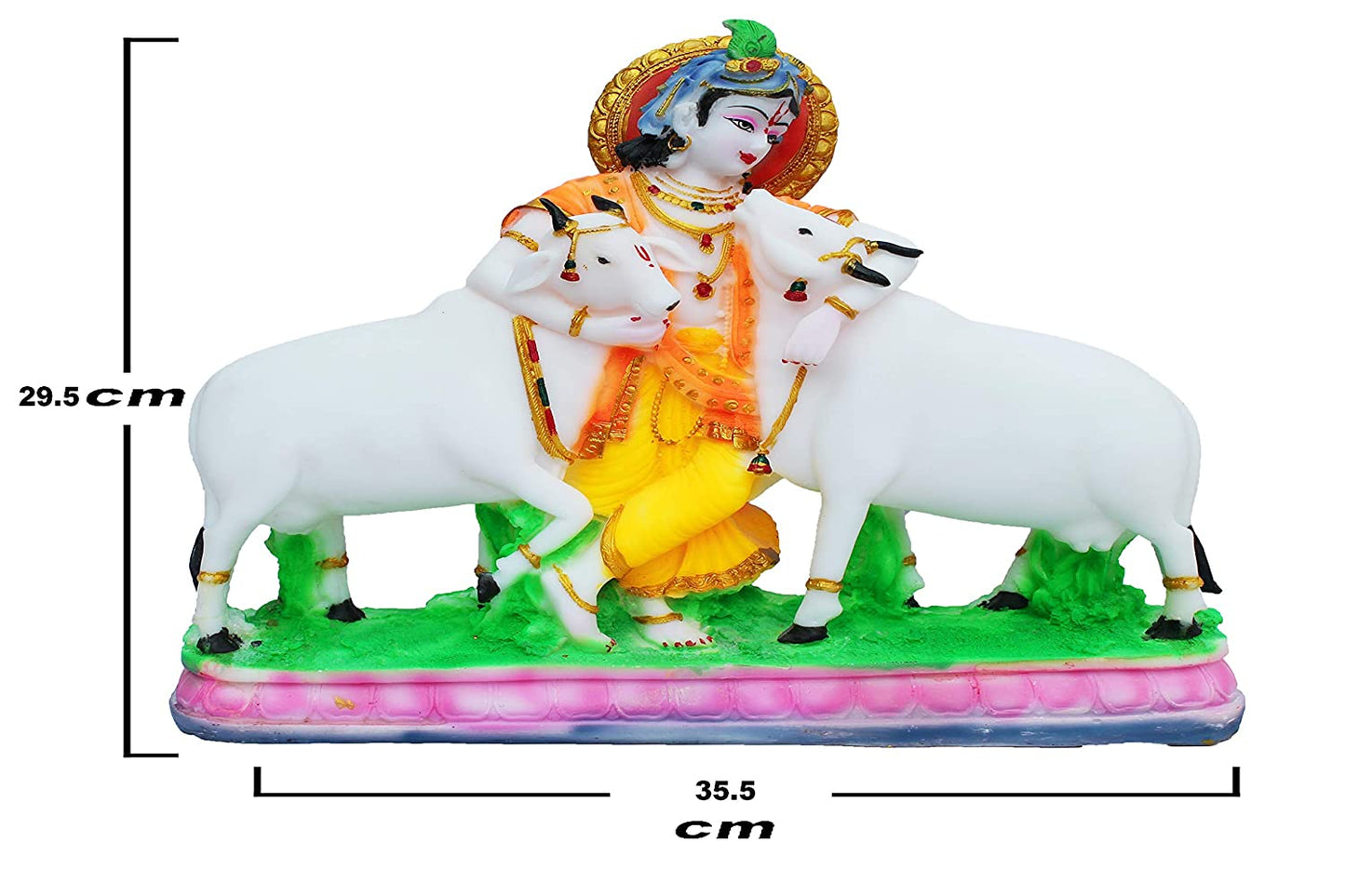 Lord Krishna With 2 Cows - Marble