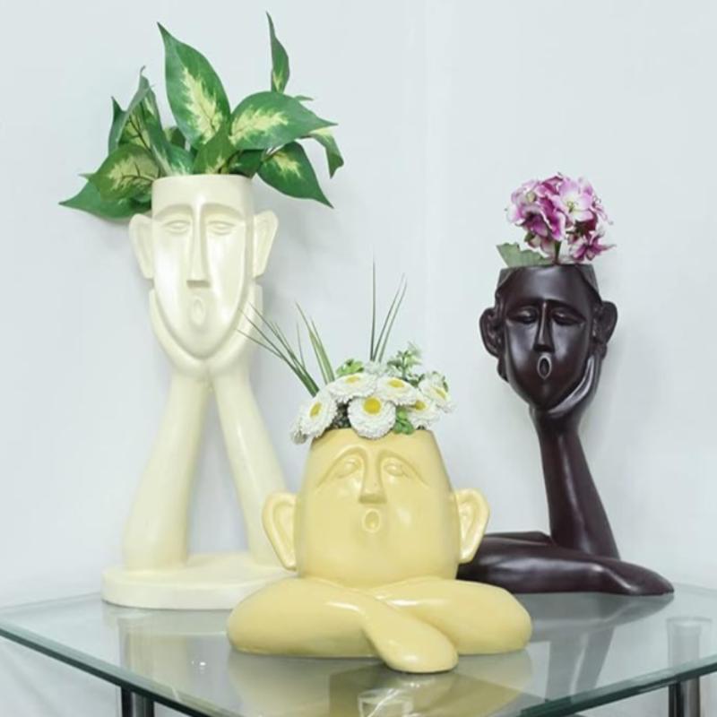 Human Head Shape Flower Vase Flowerpot