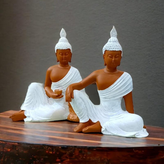 Sitting Buddha Idols for Home Decor, Set of 2