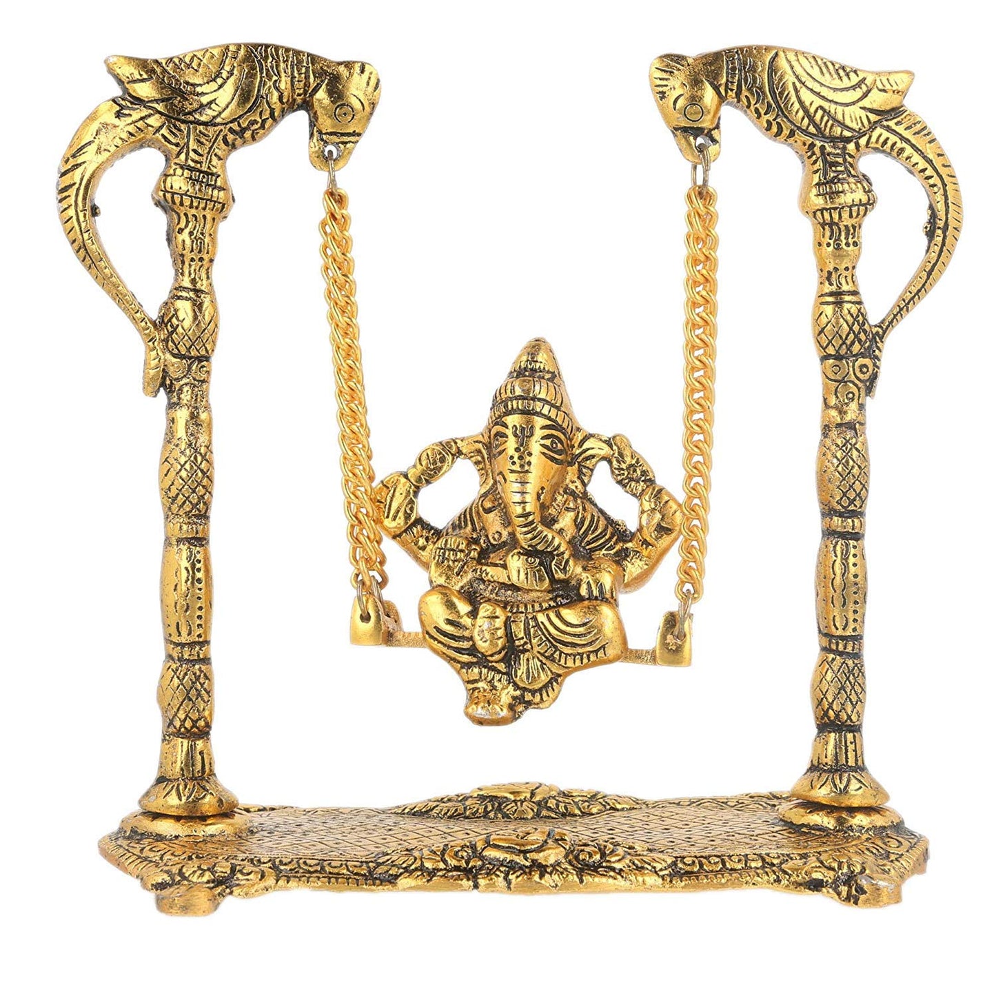 Ganesha Idol Swing On Jhoola Parrot Hold Chain