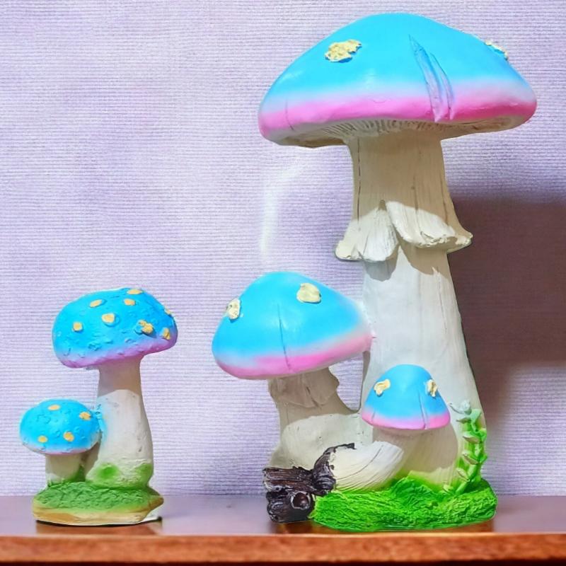 Mushrooms Multicolored (Set of 2, Big & Small) Figurines