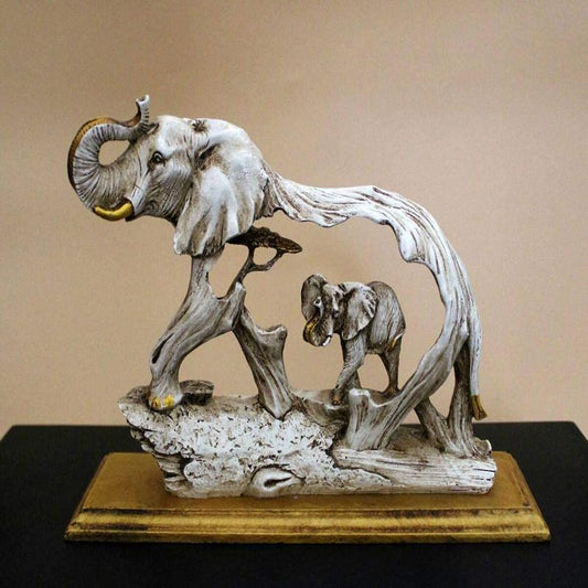 Elephant Statue with Baby Elephant Animal Figurines