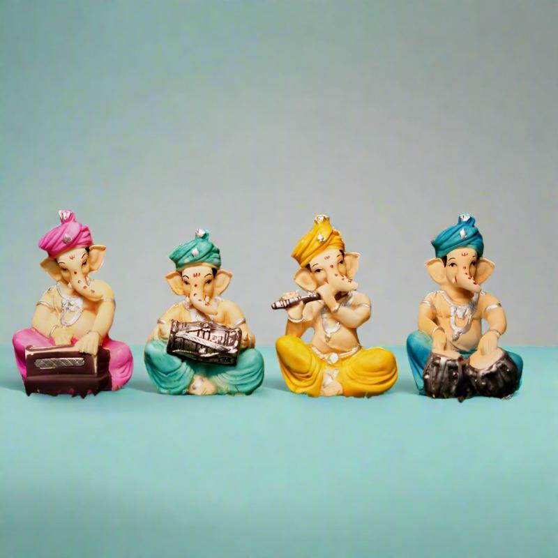 Lord Ganesh/Ganapati Musical Murti Idols, Set of 4