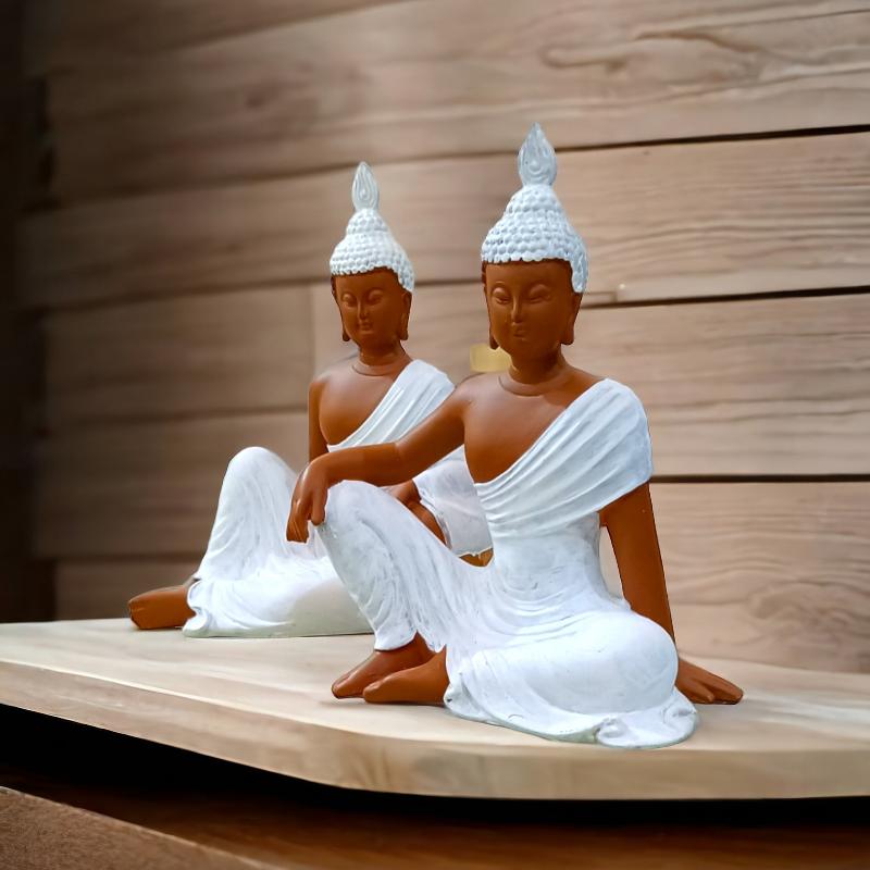 Sitting Buddha Idols for Home Decor, Set of 2