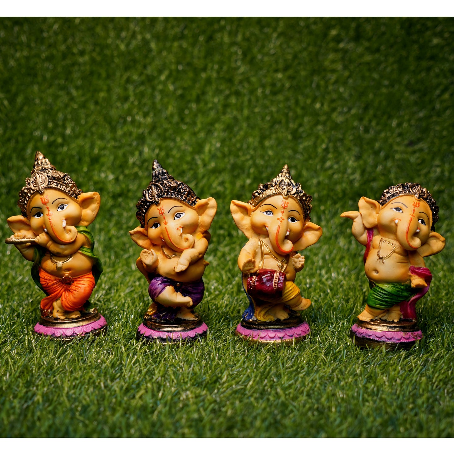 Musical Standing God Ganesha Ganpati Dancing Set of 4