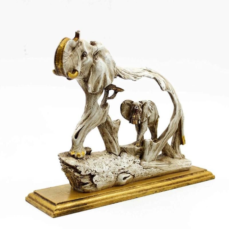 Elephant Statue with Baby Elephant Animal Figurines
