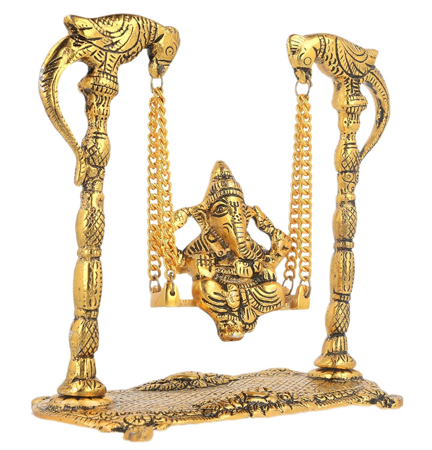 Ganesha Idol Swing On Jhoola Parrot Hold Chain