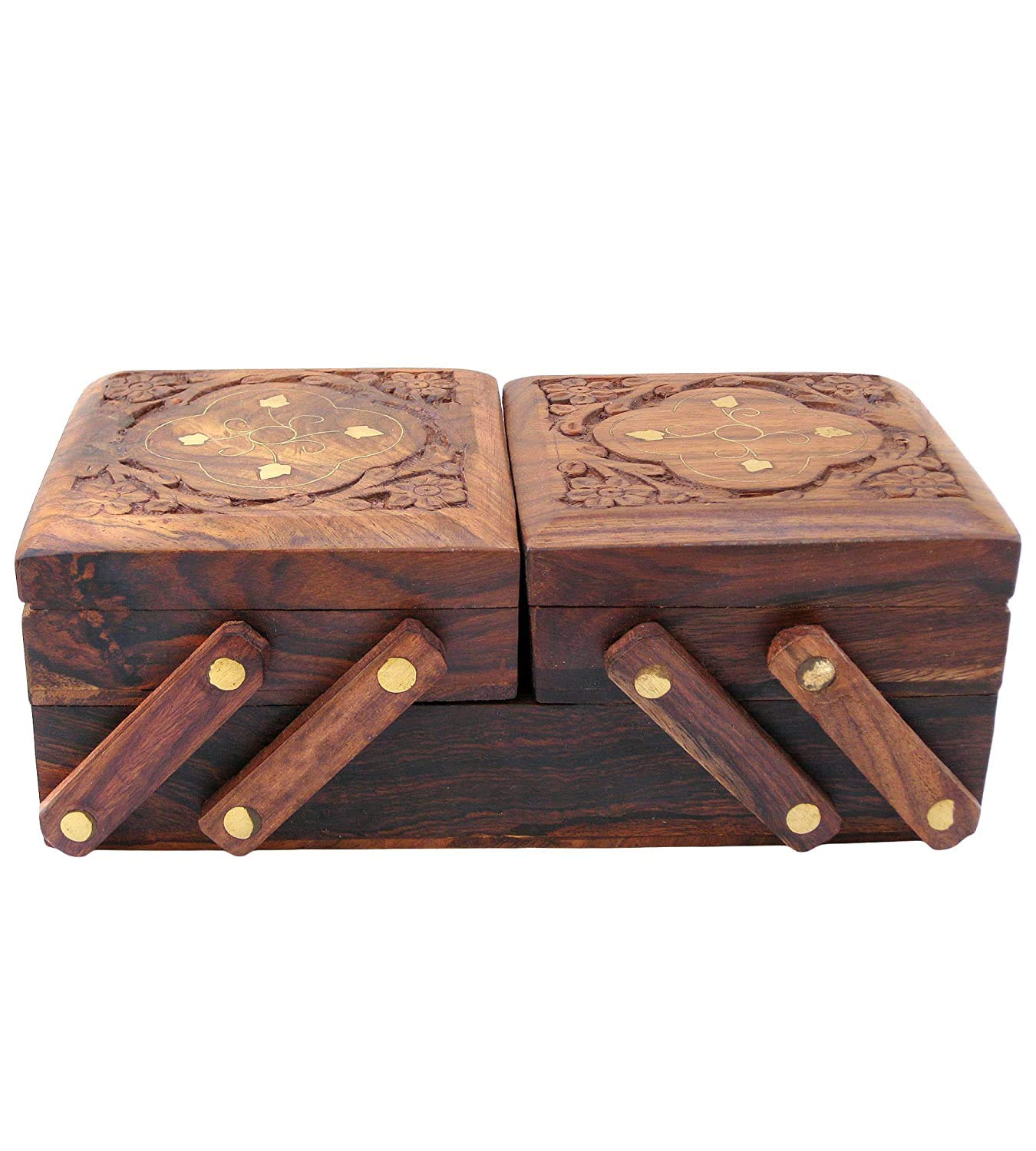 Wooden Jewellery Box with Hand Carved Design