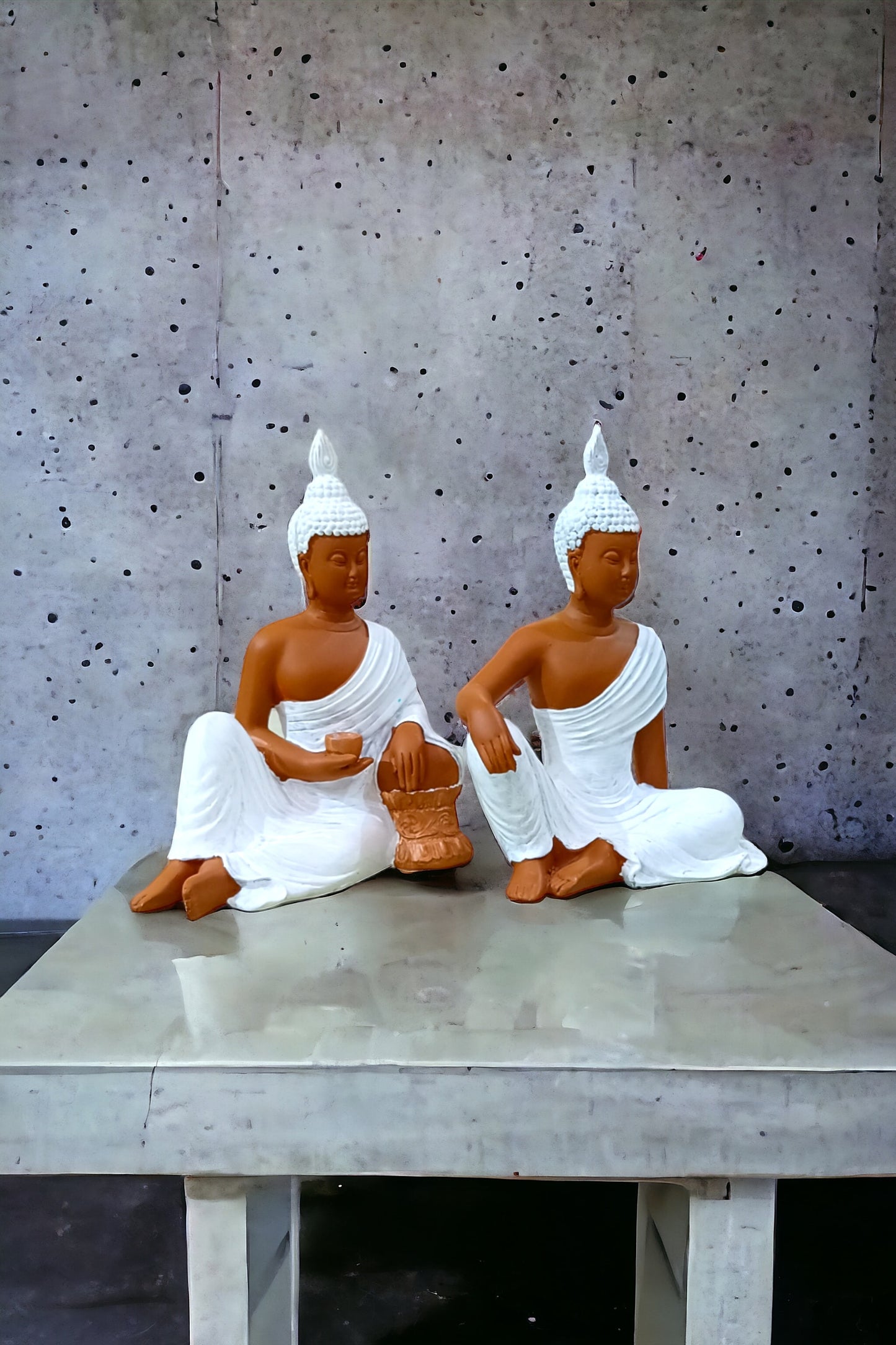 Sitting Buddha Idols for Home Decor, Set of 2