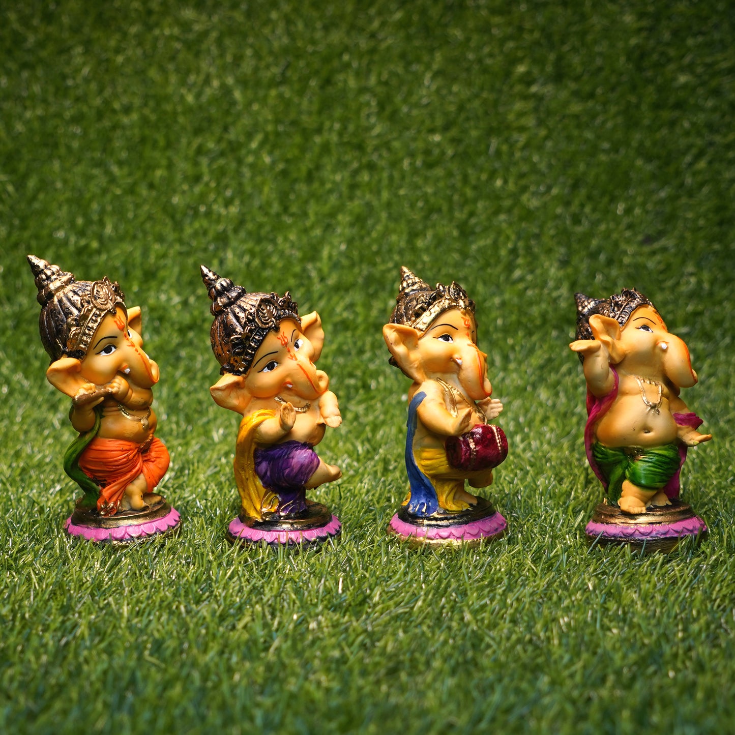 Musical Standing God Ganesha Ganpati Dancing Set of 4