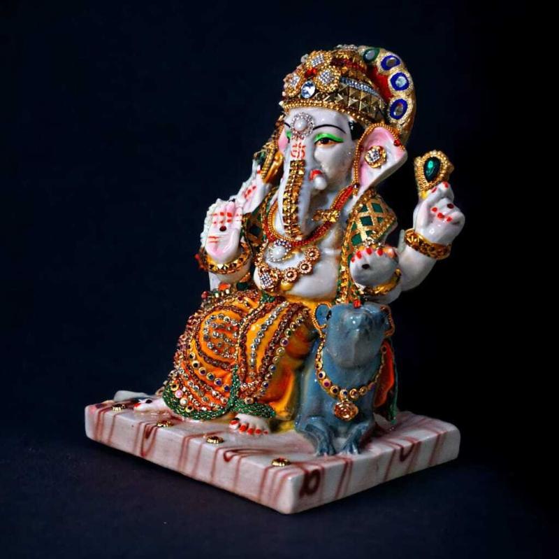 Lord Ganesha Idols on rat for Gift Home Decor Pooja