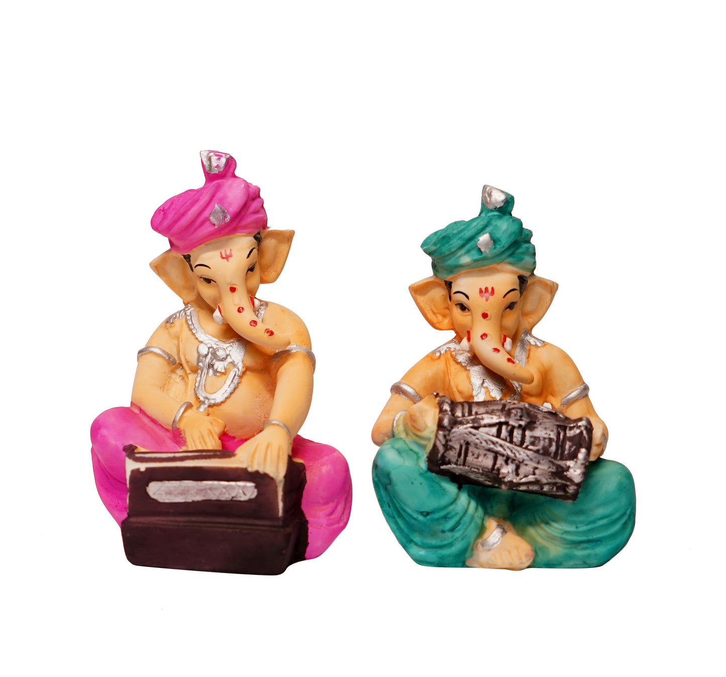 Lord Ganesh Idol Playing Musical Instrument, Set of 2