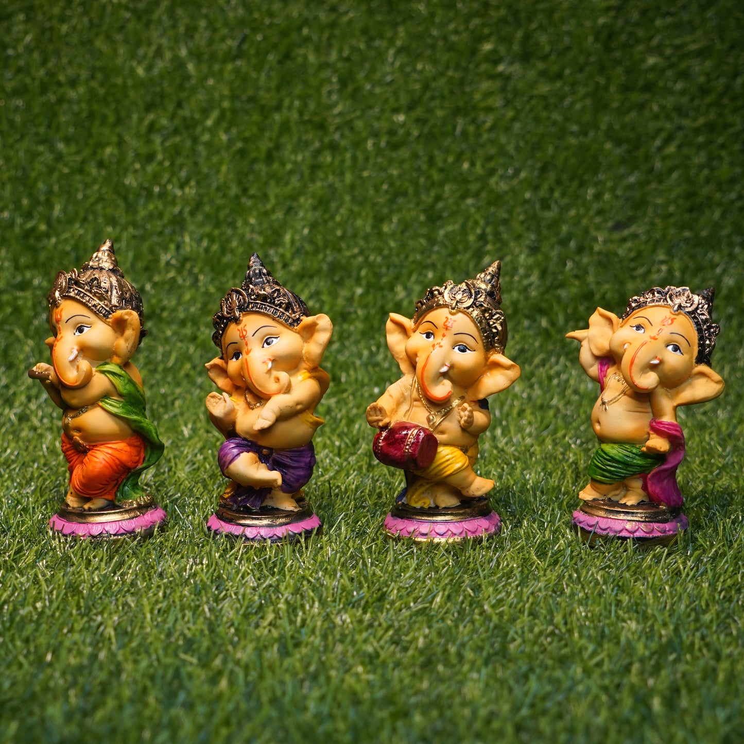 Musical Standing God Ganesha Ganpati Dancing Set of 4