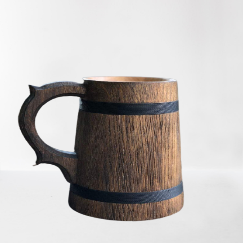 Eco-Friendly Rustic Look Wooden Beer Mug with Handle