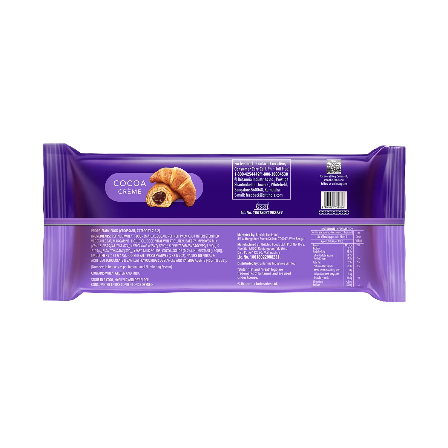 Britannia Treat Croissant Share Pack, 5 * 45g (225gm)