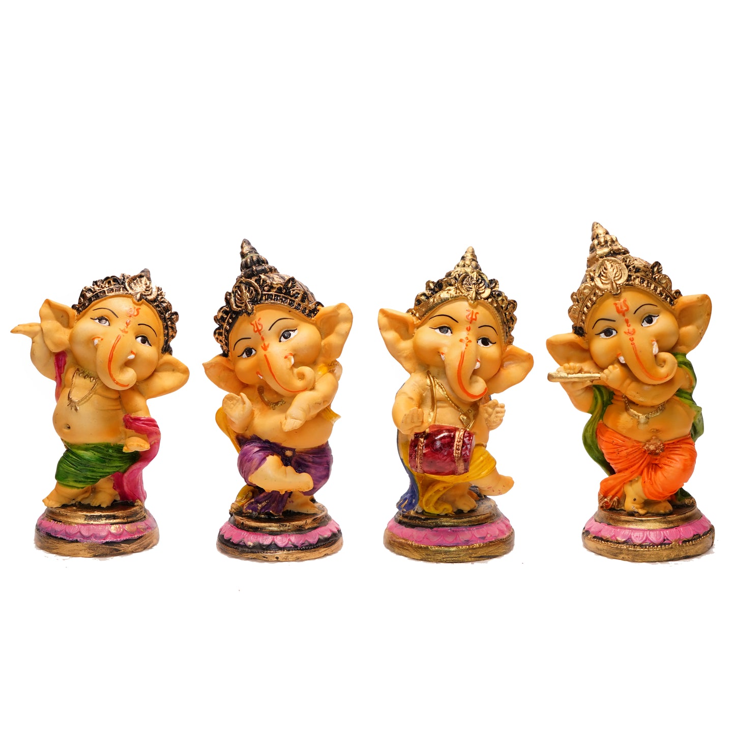 Musical Standing God Ganesha Ganpati Dancing Set of 4