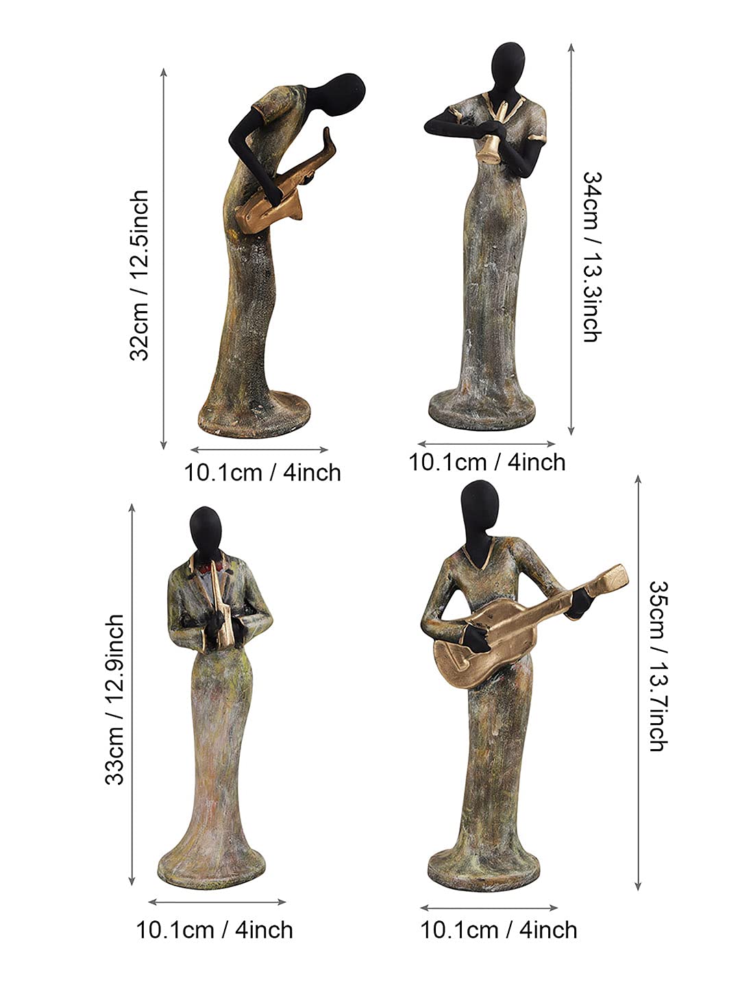 Musical Ladies Showpiece Statue Sculpture Figurine - Set of 4