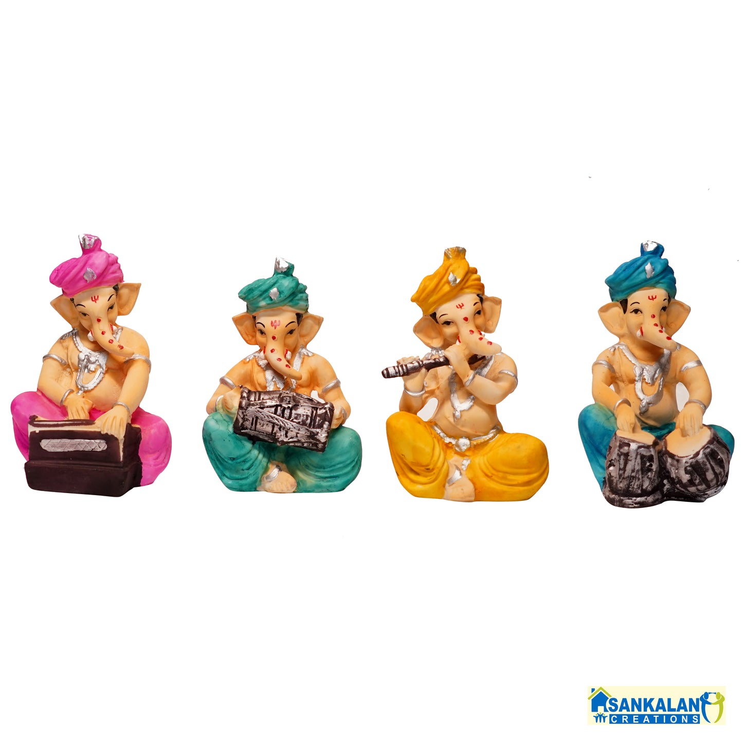 Lord Ganesh/Ganapati Musical Murti Idols, Set of 4