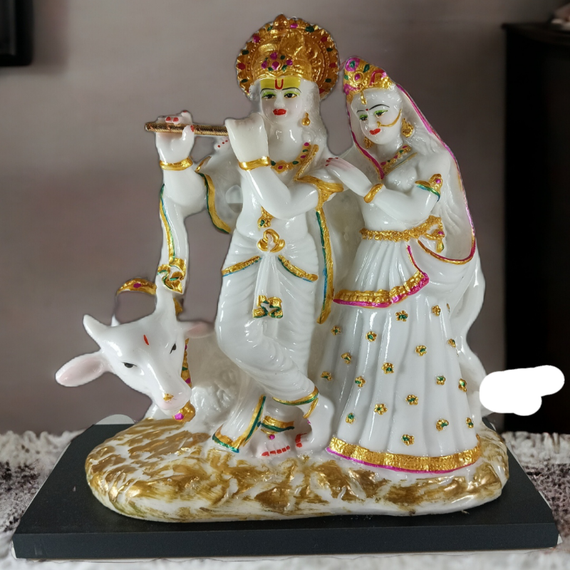 Radha Krishna with Cow Idol