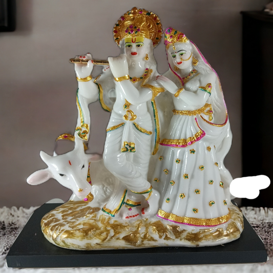 Radha Krishna with Cow Idol