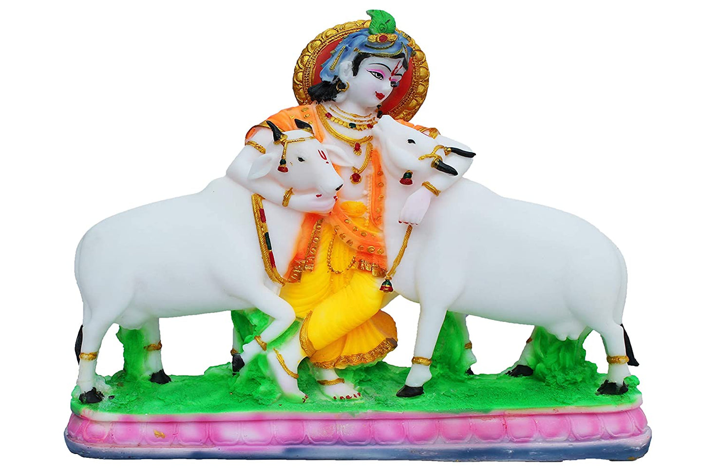 Lord Krishna With 2 Cows - Marble